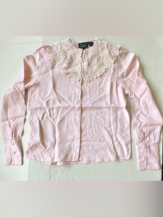 Alcott & Andrews Tops - Vintage 1980s Linen Alcott & Andrews  Button-Up Shirt Sz 10 Light Pink